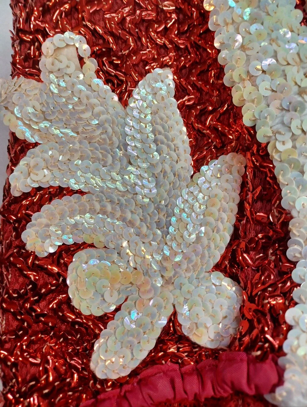 Vintage Leo's Dancewear Red Sequin Leotard Girls 12-A Floral Gymnastics Costume